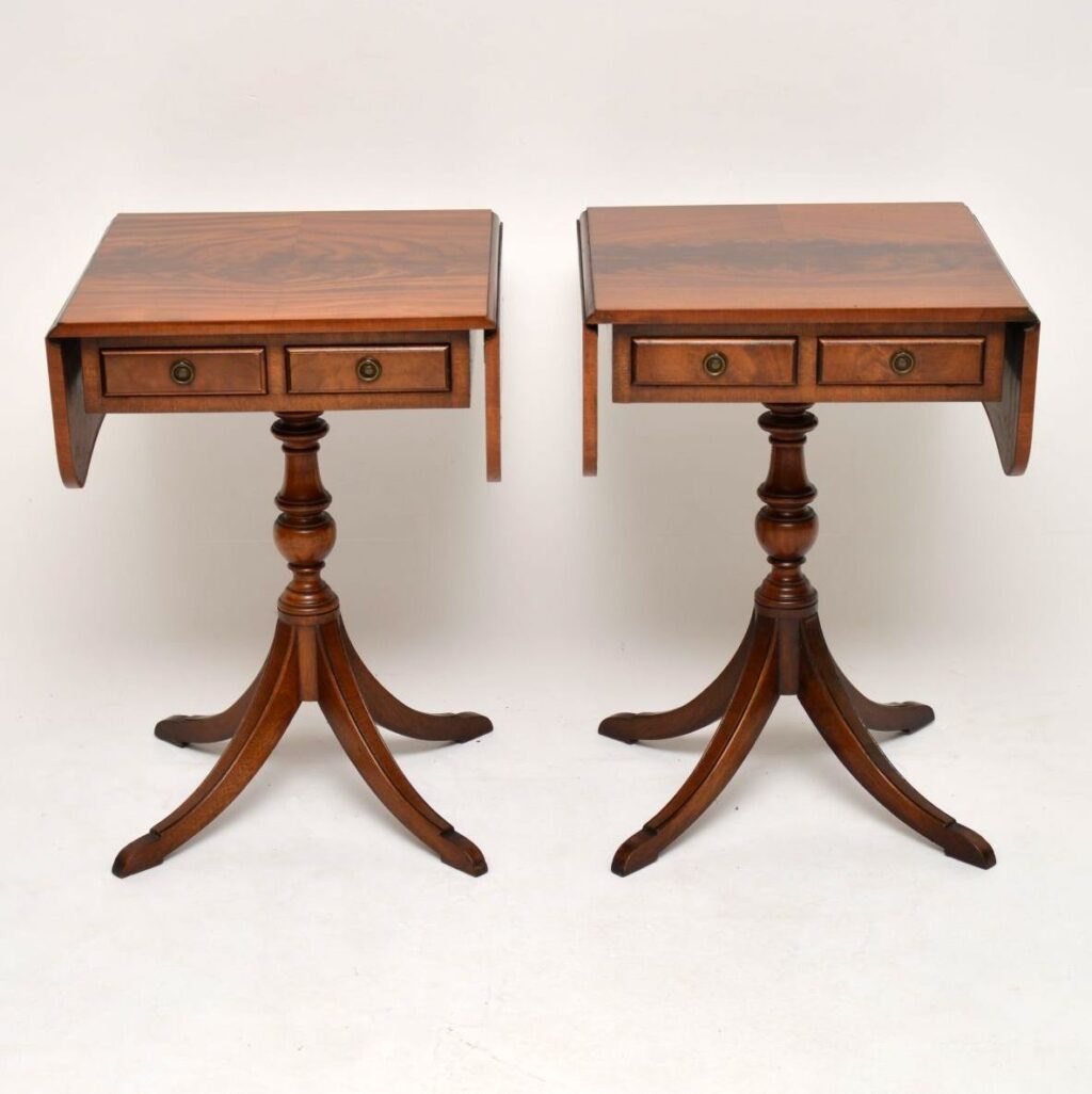 Pair Of Antique Regency Style Mahogany Side Tables Marylebone Antiques   Pair Of Antique Mahogany Side Tables 2 1024x1026 