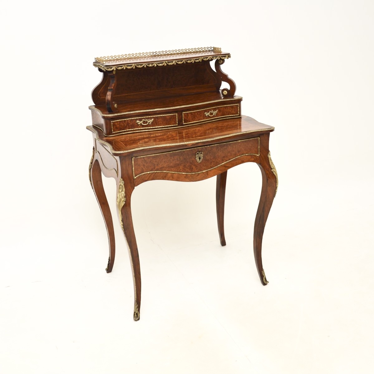 Antique French Amboyna and Rosewood Escritoire Writing Desk