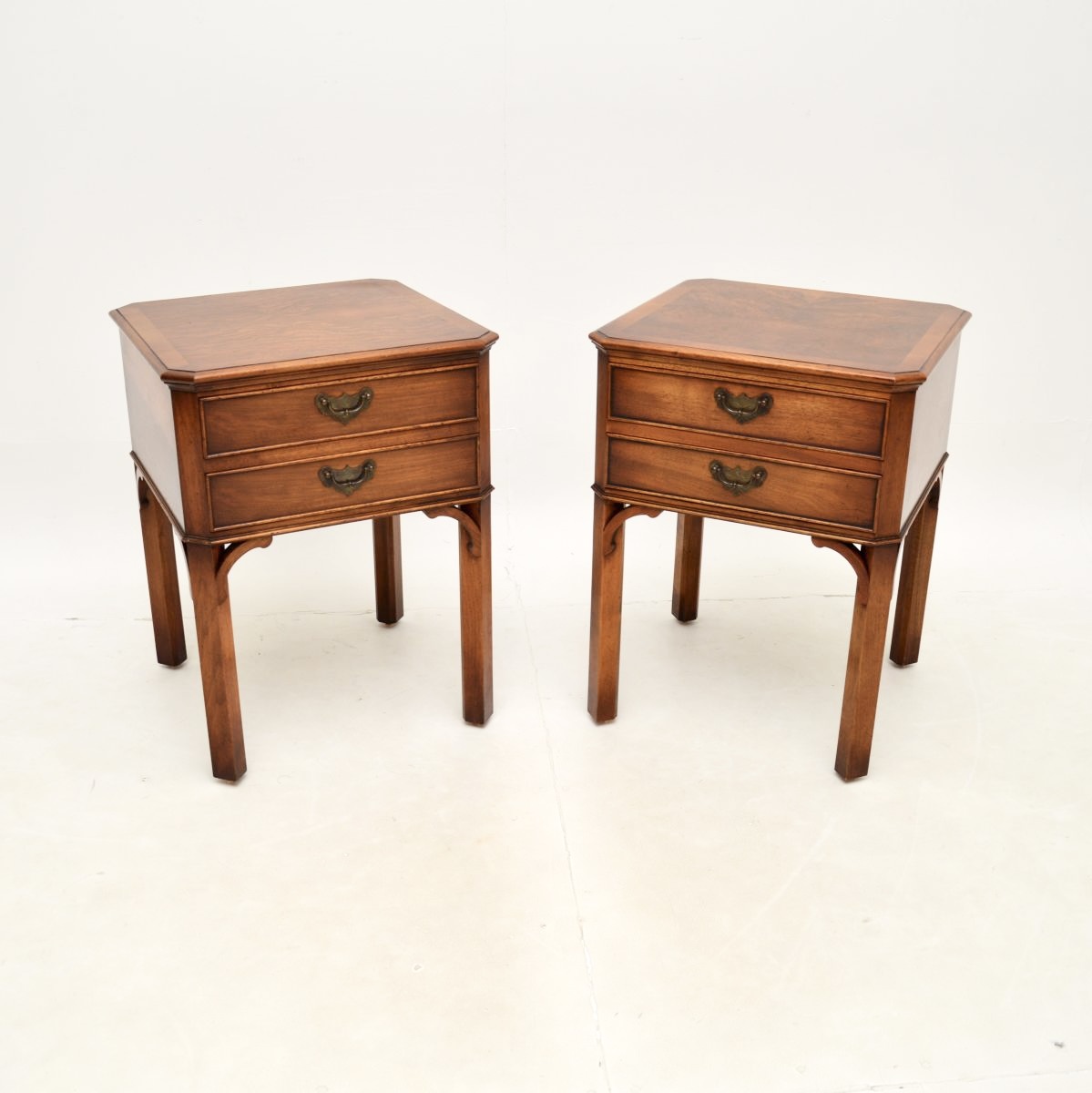 Pair of Antique Burr Walnut Side Tables