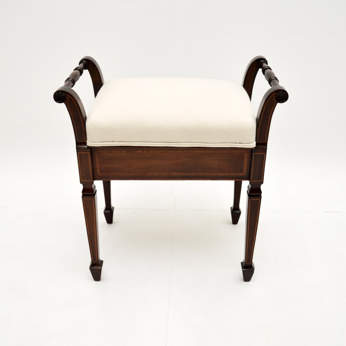 Antique Edwardian Inlaid Mahogany Piano Stool