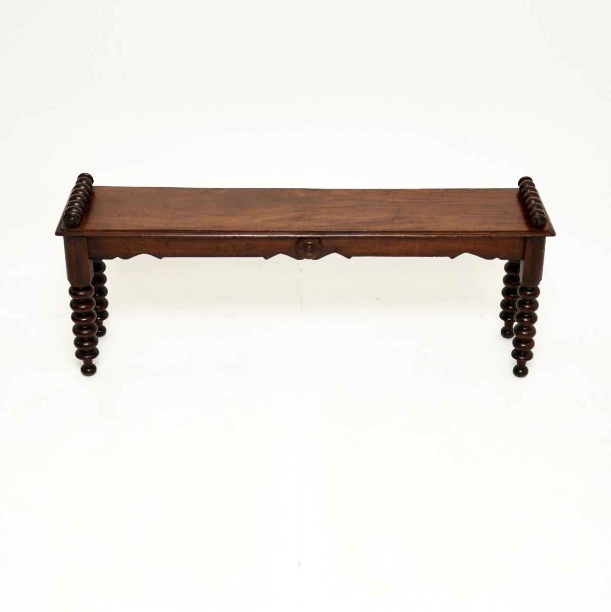 Antique Victorian Carved Mahogany Bench